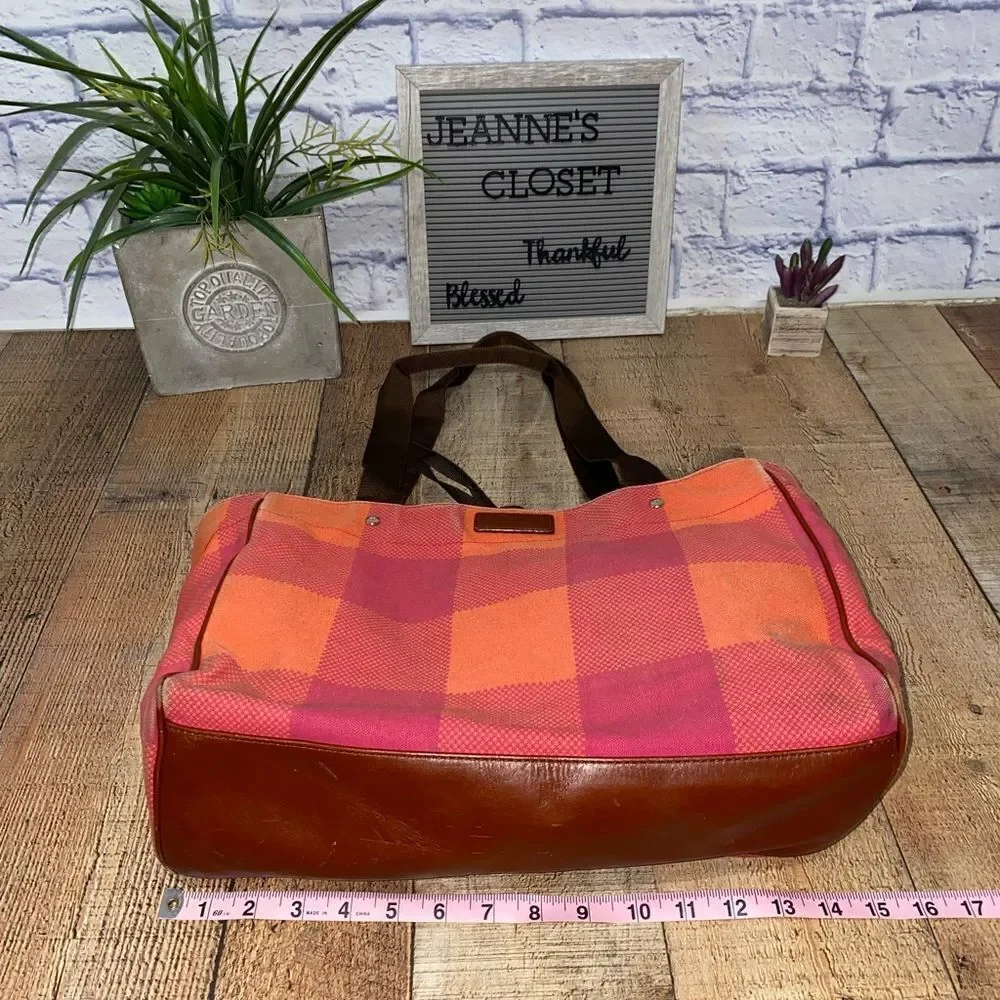 Kate Spade Pink Orange Plaid Large Victoria Baby Bag
